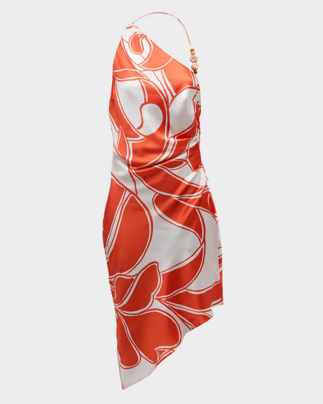 Ramona Asymmetric Bias Halter Midi Dress