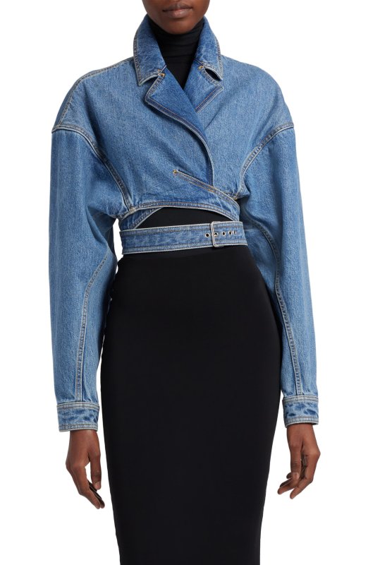 ALAIA DENIM CROSS-OVER JACKET