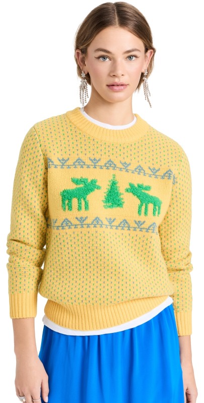 Lingua Franca Chris Nordic Crew Neck Pullover Canary Multi