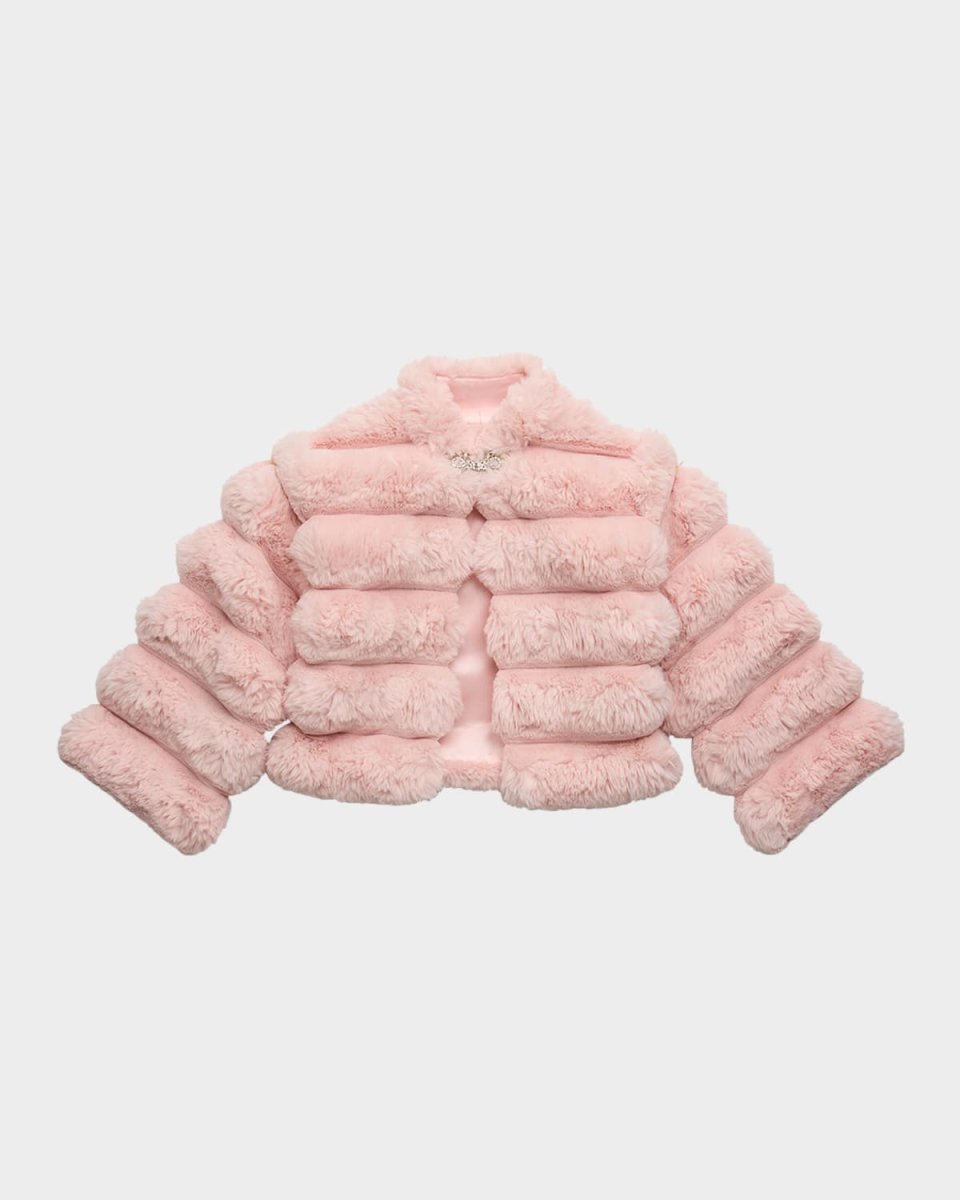Girl's Winter Wonderland Faux Fur Puffer Jacket, Size 2-11