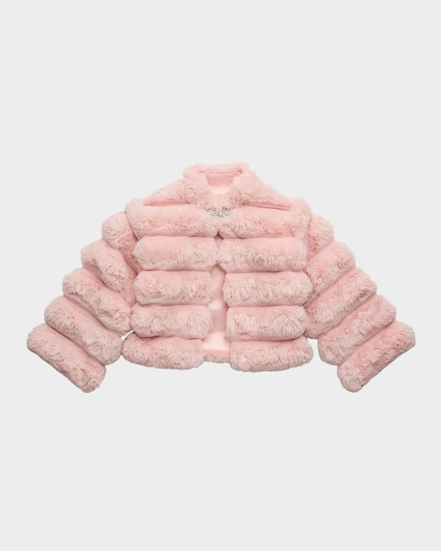 Girl's Winter Wonderland Faux Fur Puffer Jacket, Size 2-11
