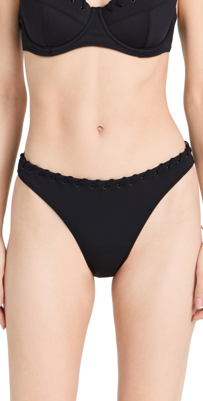 Good American Whip Stitch Full Bikini Bottoms Black001
