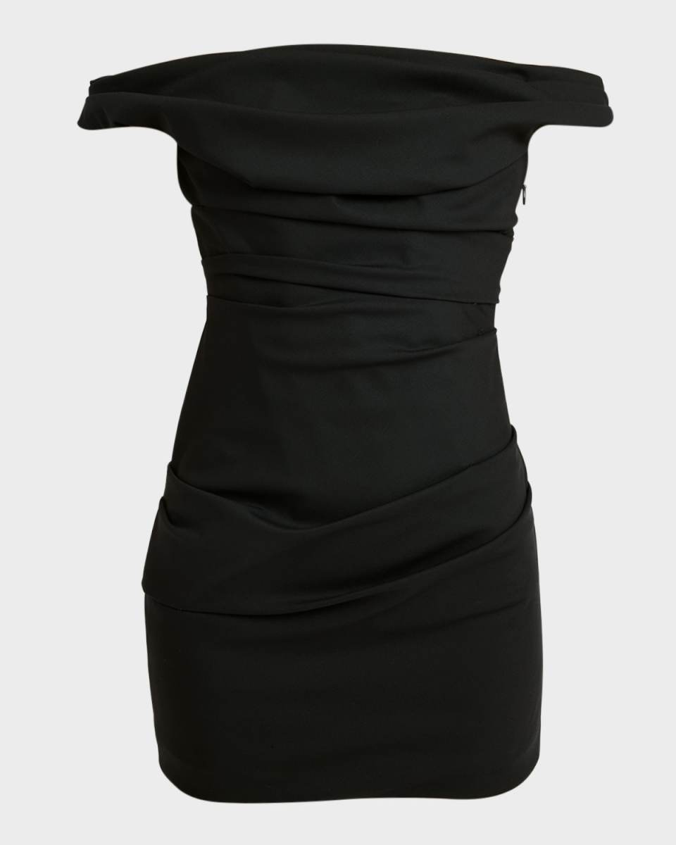 Delia Off-The-Shoulder Wool Mini Dress