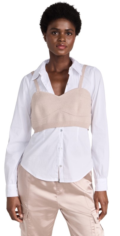 Cinq à Sept Connie Top Oyster/White
