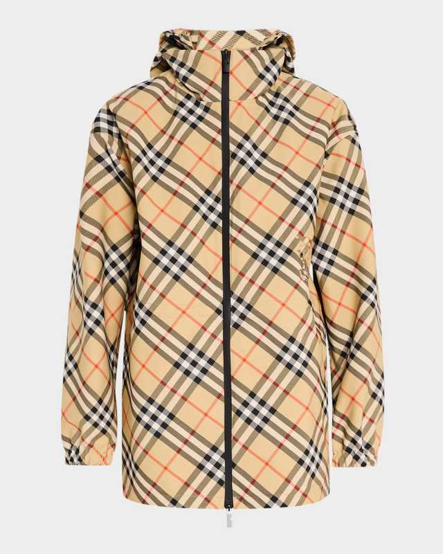 Waisted Check Hooded Jacket