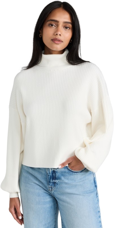 Good American Wide Rib Crop Pullover Ivory001