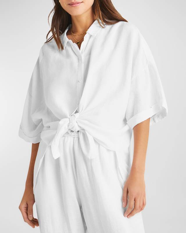 Dawson Short-Sleeve Linen Top
