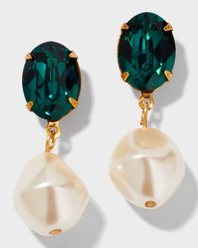 Tunis Crystal-Pearl Drop Earrings
