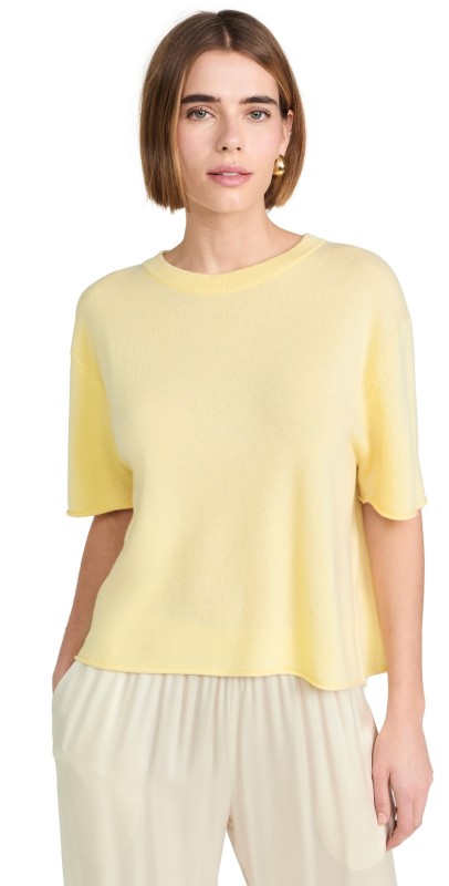 LISA YANG Cila Cashmere T-Shirt Lemon Sorbet