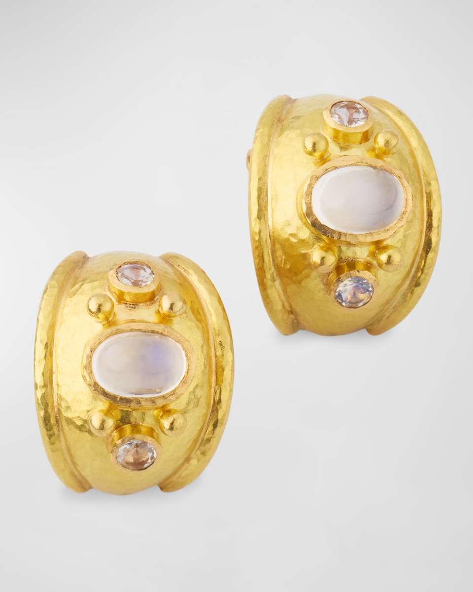 19K Yellow Gold Medium Vertical Moonstone Earrings