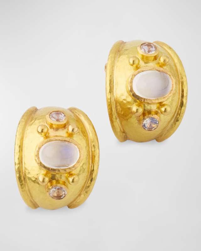 19K Yellow Gold Medium Vertical Moonstone Earrings