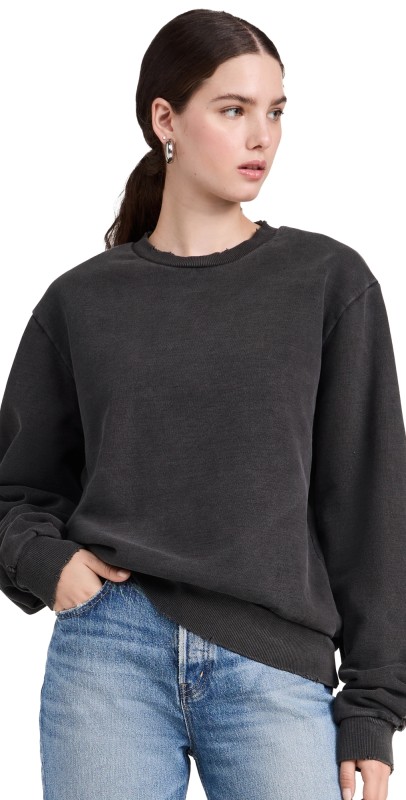 MOUSSY VINTAGE MV Product Processing Neck Sweatshirt Light Black