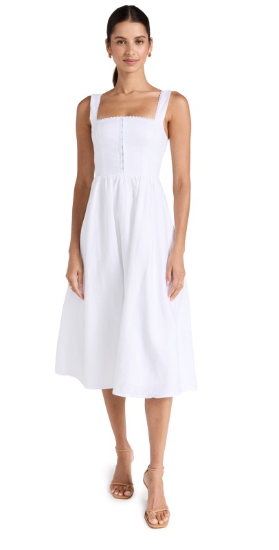 Reformation Tagliatelle Linen Dress White