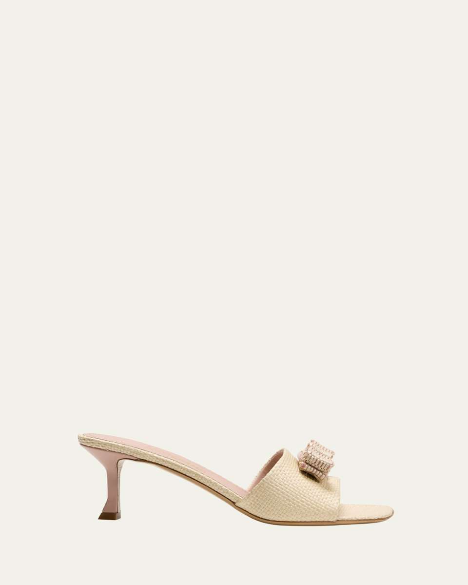 Isalira Raffia Bow Mule Sandals