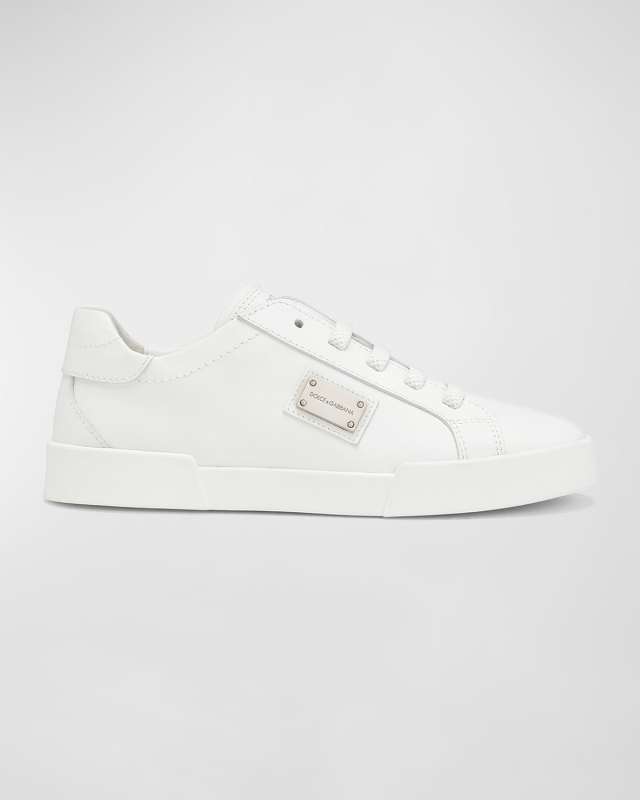Kid's Logo Plaque Leather Sneakers, Toddlers/Kids