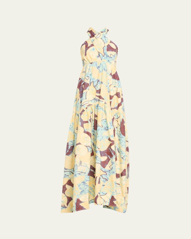 Veronica Printed Halter Maxi Dress