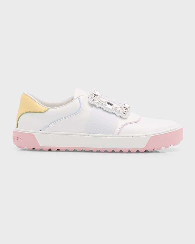 Very Vivier Colorblock Crystal-Buckle Slip Sneakers