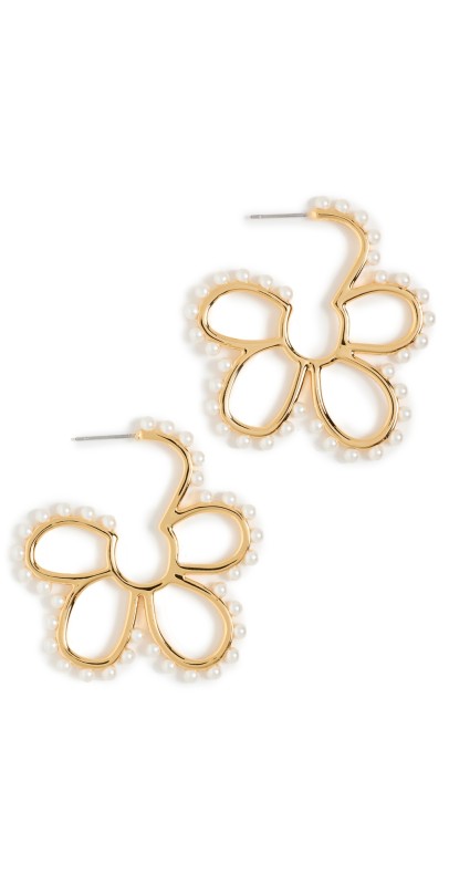 Lele Sadoughi Daisy Pearl Hoop Earrings Pearl