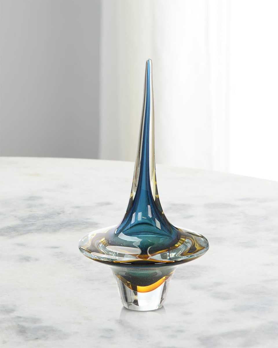 Azure Blue Handblown Glass Sculpture III - 15"