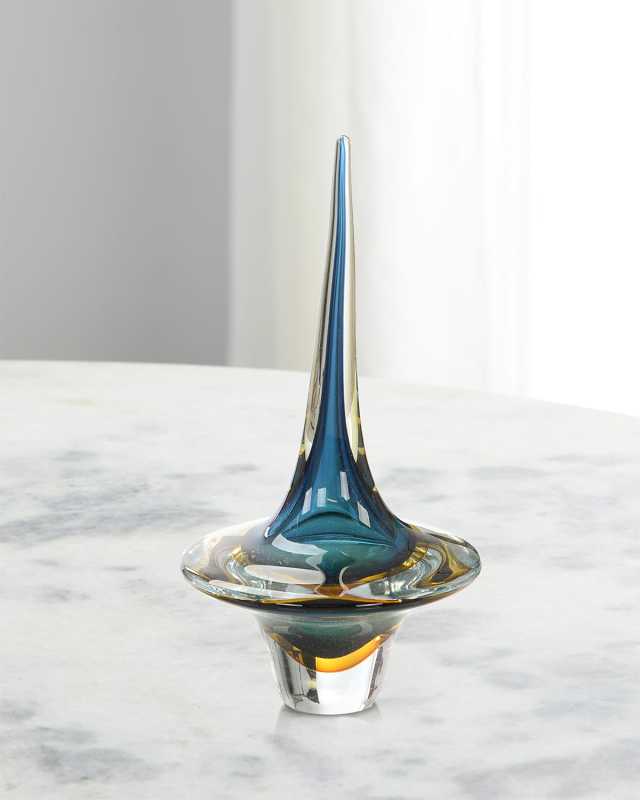 Azure Blue Handblown Glass Sculpture III - 15"