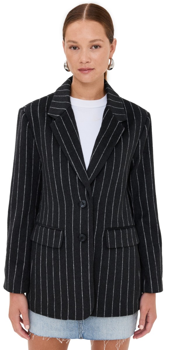 Pistola Denim Jane Blazer Charcoal Chalk Stripe