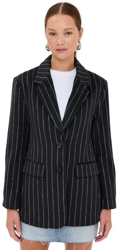 Pistola Denim Jane Blazer Charcoal Chalk Stripe