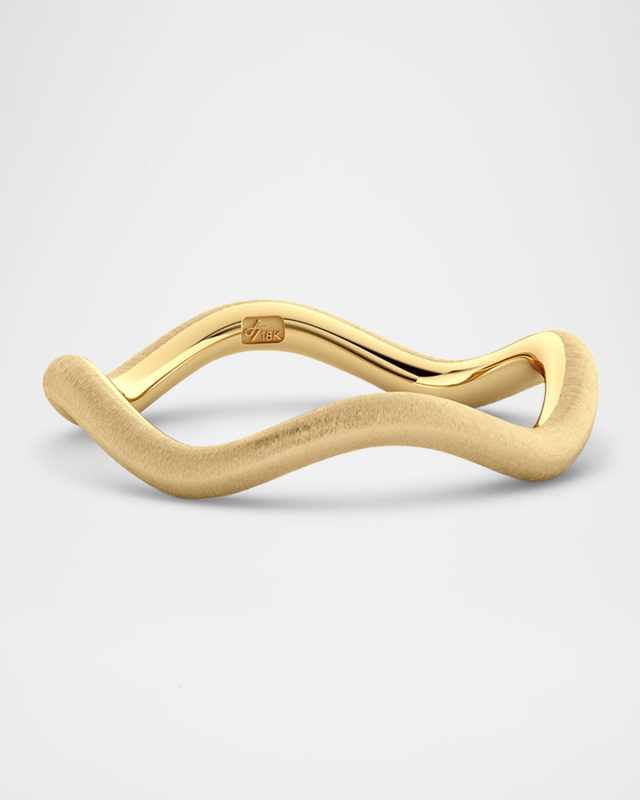 18K Gold Curve Stacking Ring in Satin