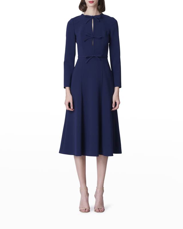 Triple Bow Keyhole-Front Midi Dress
