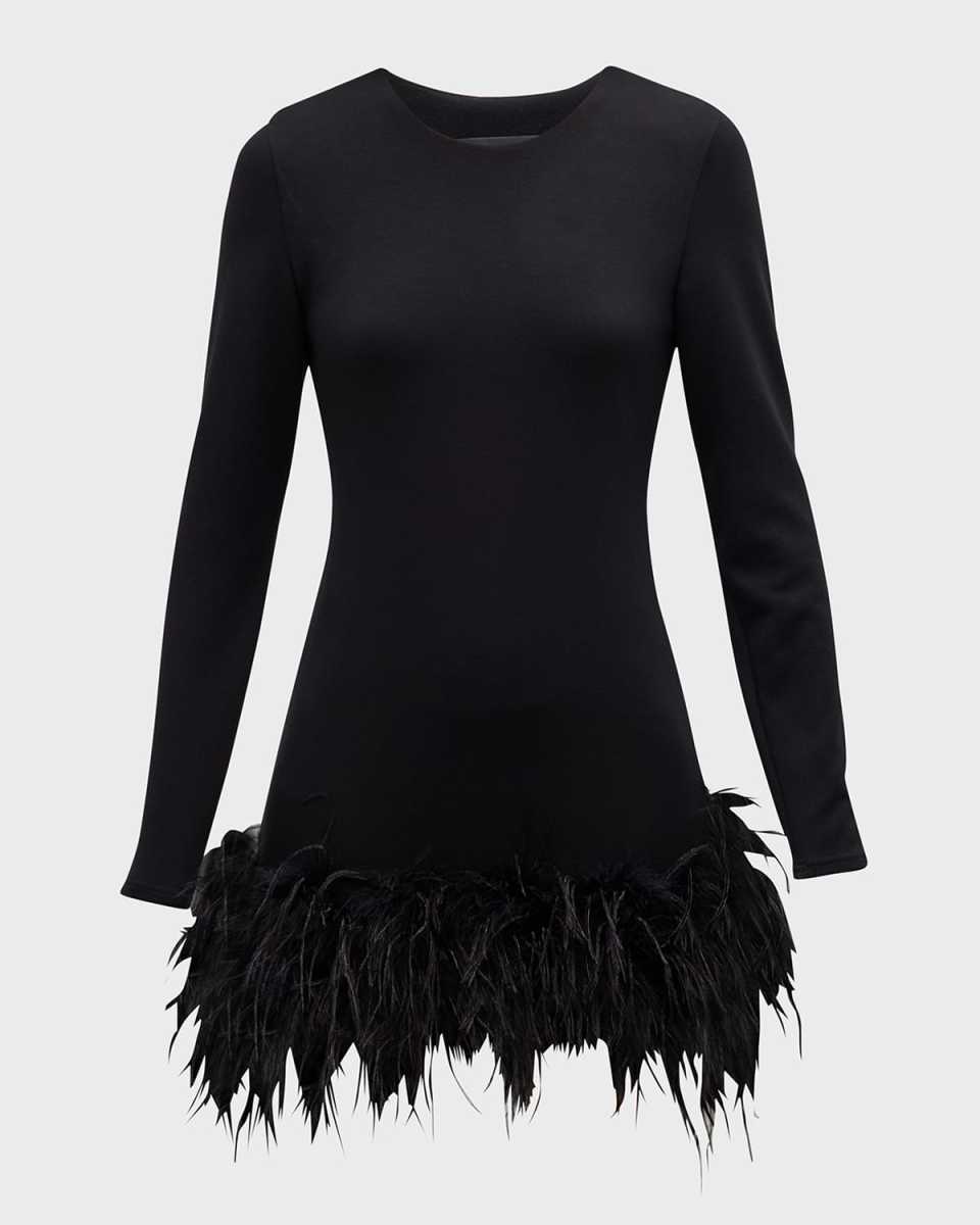 Bahira Ostrich-Feather Mini Dress
