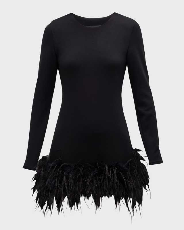 Bahira Ostrich-Feather Mini Dress