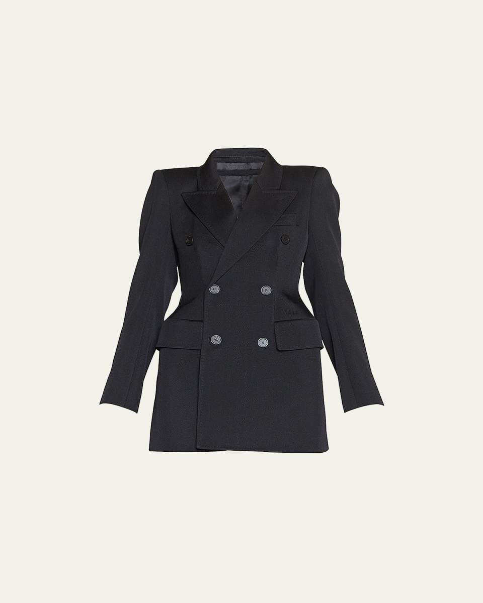 Hourglass Double-Breasted Wool Blazer