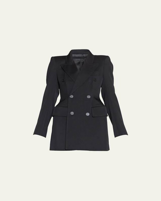 Hourglass Double-Breasted Wool Blazer