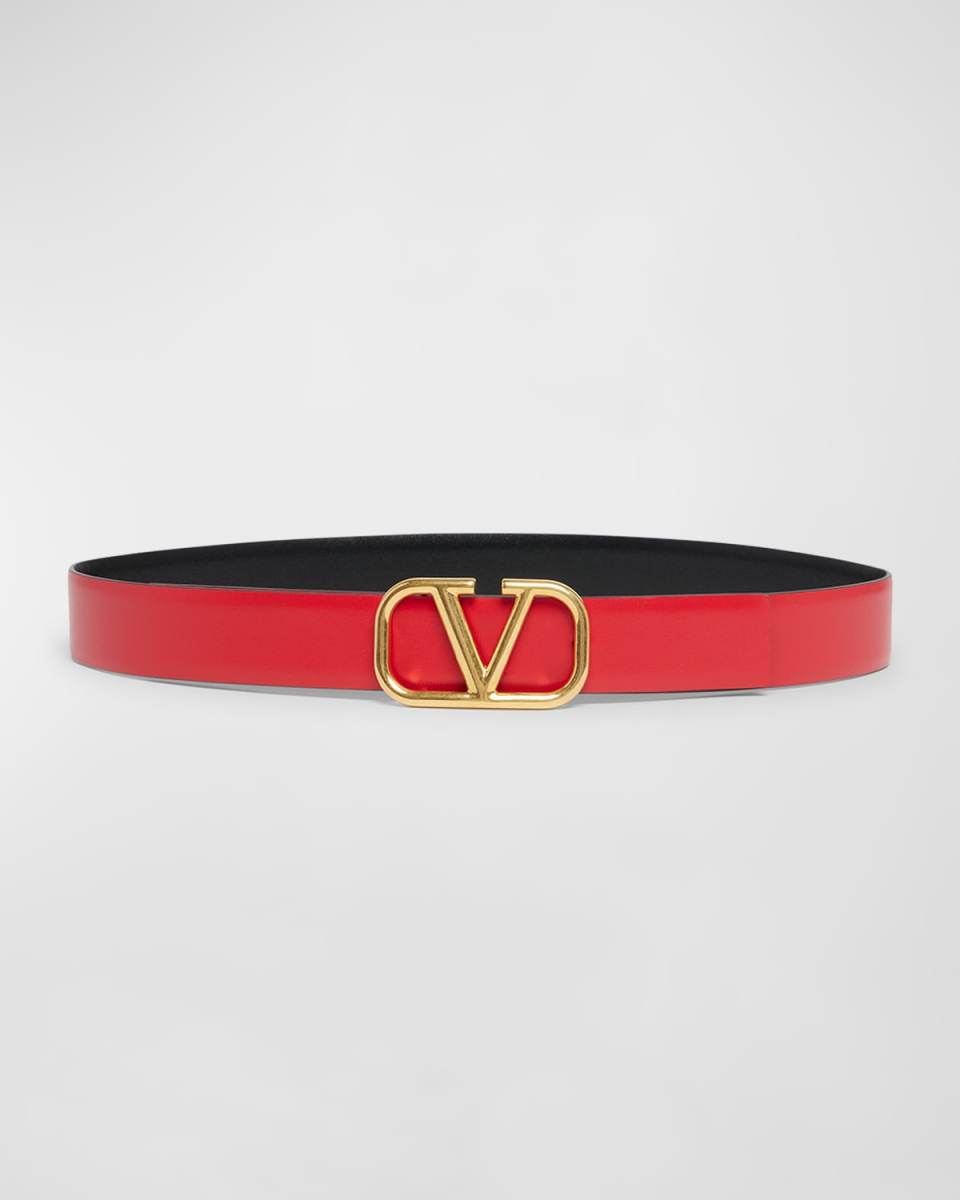 V-Logo Signature Reversible Leather H30 Belt