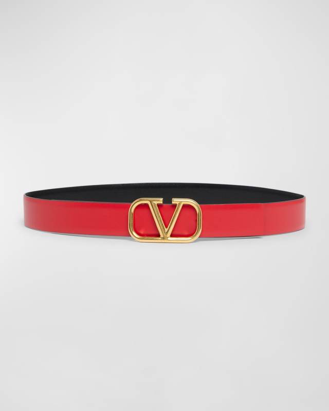 V-Logo Signature Reversible Leather H30 Belt