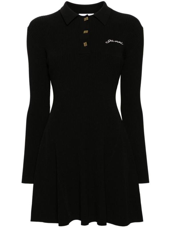 embroidered-logo ribbed mini dress