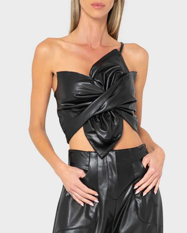 Orchid Faux Leather Crop Top