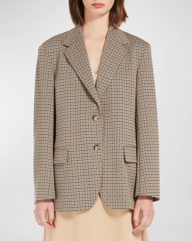 Veletta Houndstooth Single-Breasted Jacket