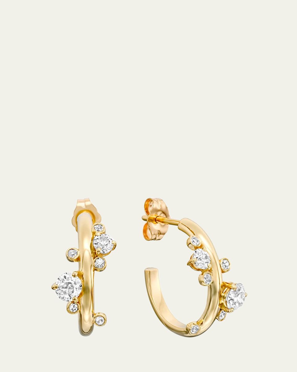 Showstopper 14k Yellow Gold Diamond Hoops, Pair