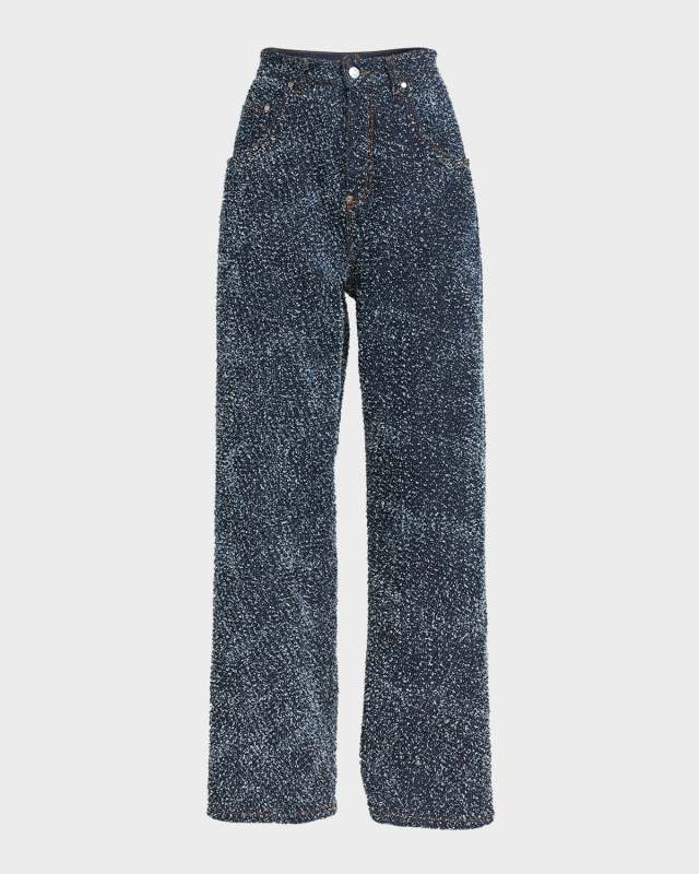 Boucle Denim Wide-Leg Jeans