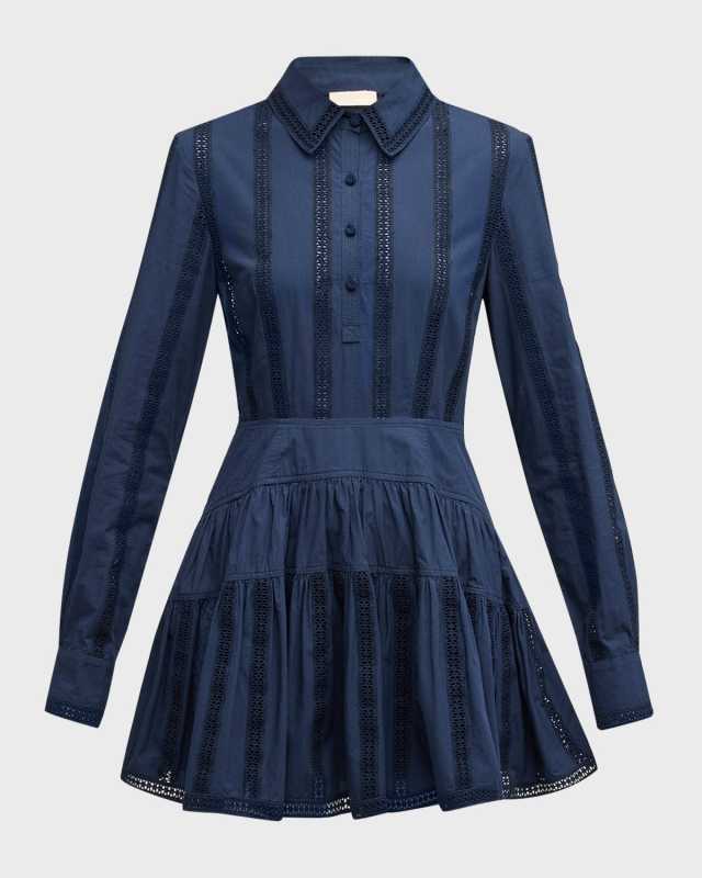 Camille Eyelet Button-Front Mini Dress