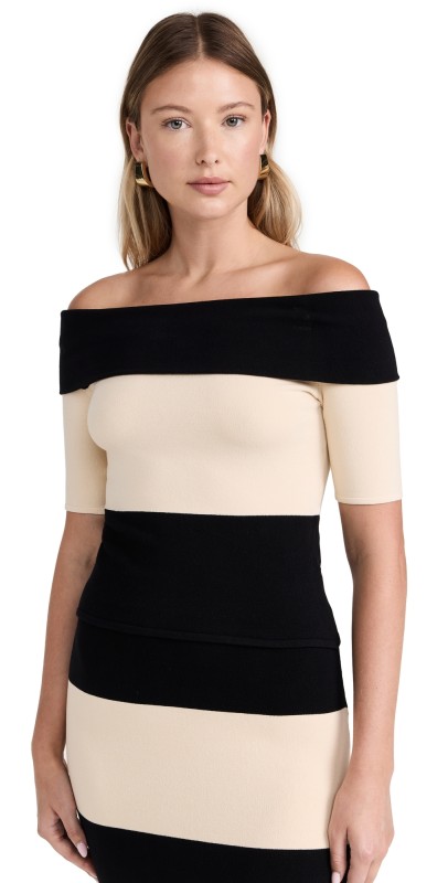 POSSE Theo Off Shoulder Top Cream & Black