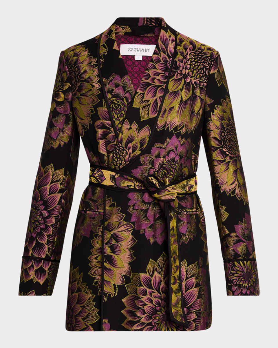 Orville Floral Jacquard Belted Smoking Jacket