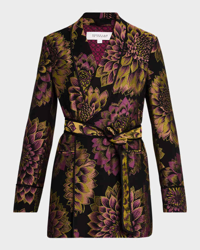 Orville Floral Jacquard Belted Smoking Jacket