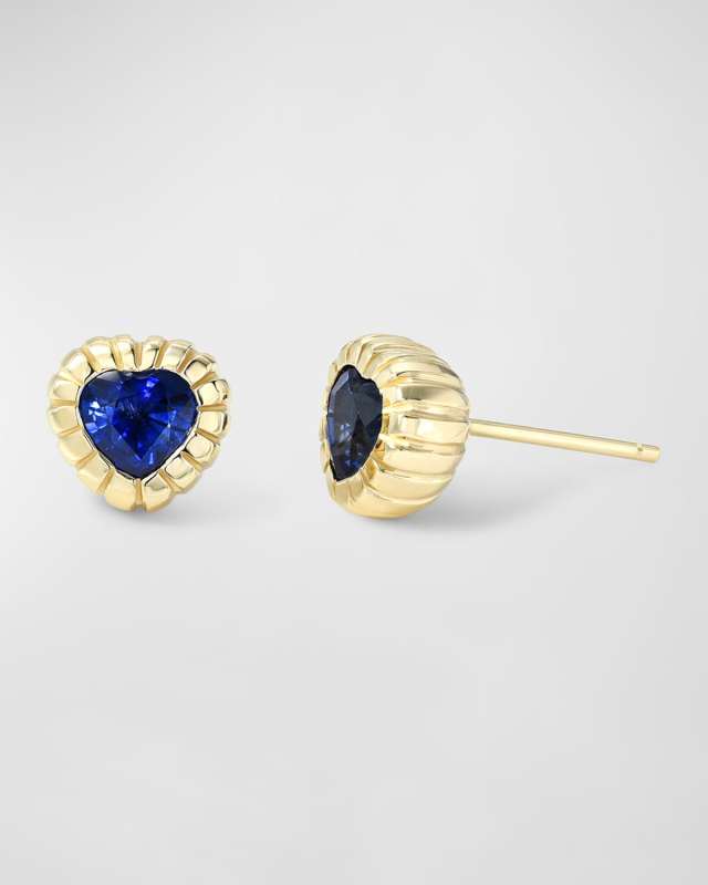 One-Of-A-Kind Sapphire Heirloom Bezel Stud Earrings
