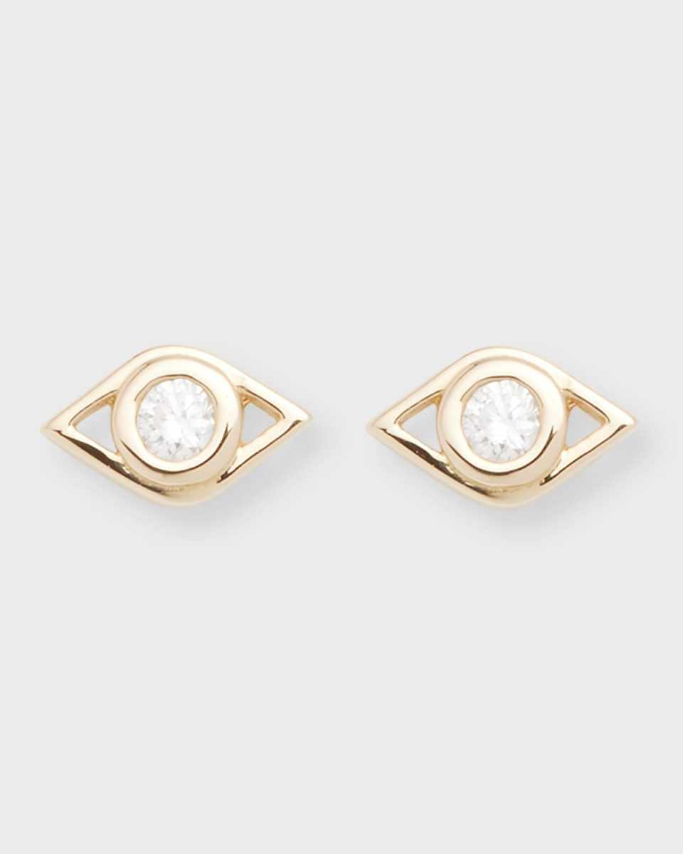 14k Diamond Evil Eye Stud Earring, Single