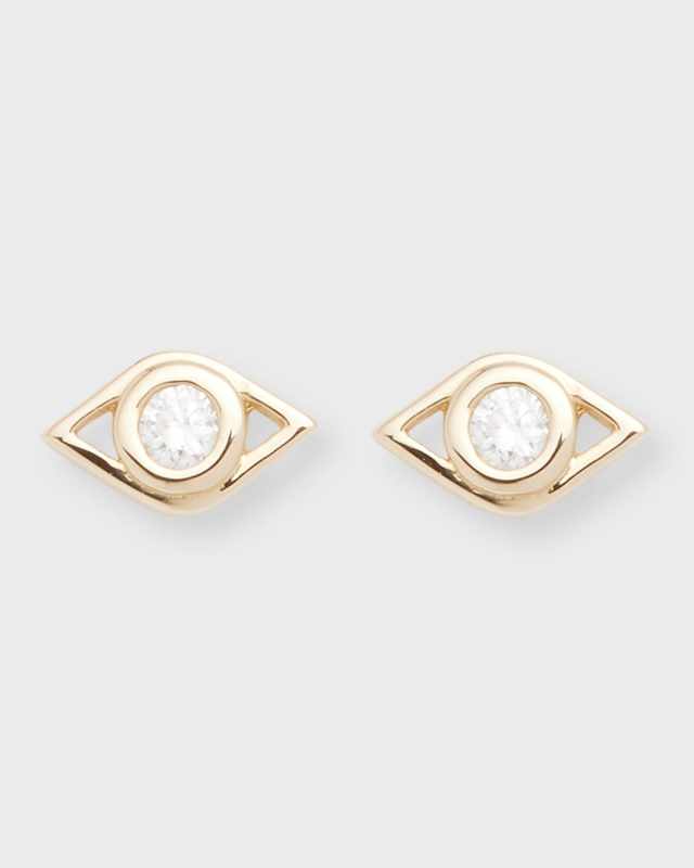 14k Diamond Evil Eye Stud Earring, Single