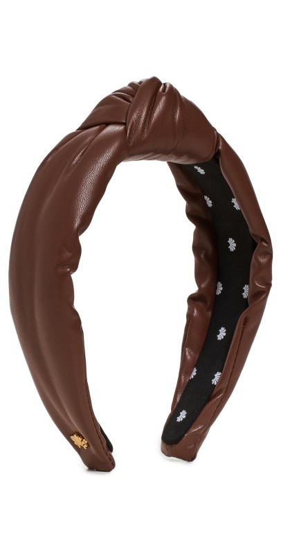 Lele Sadoughi Faux Leather Knotted Headband Walnut