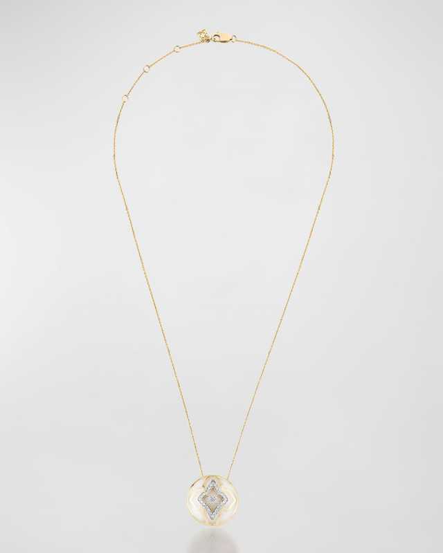 18K Yellow Gold Atlas White Gstaad Wanderlust Pendant Necklace, 16-18"L