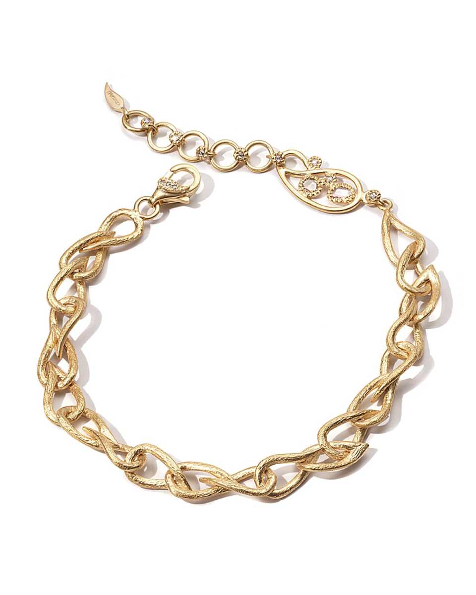 20K Paisley-Link Bracelet w/ Diamonds