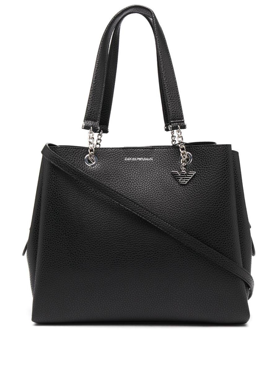 pebbled-effect logo-plaque tote bag